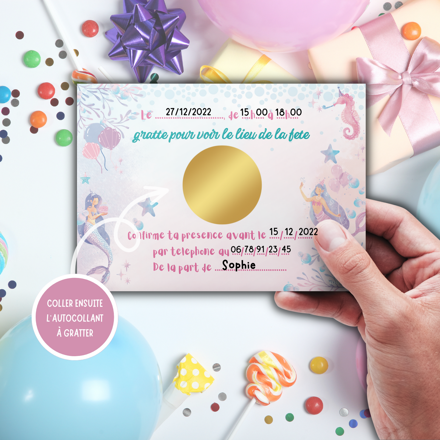 Kit Création 10 Cartes d'Invitation pour Anniversaire Sirène 🧜♀️