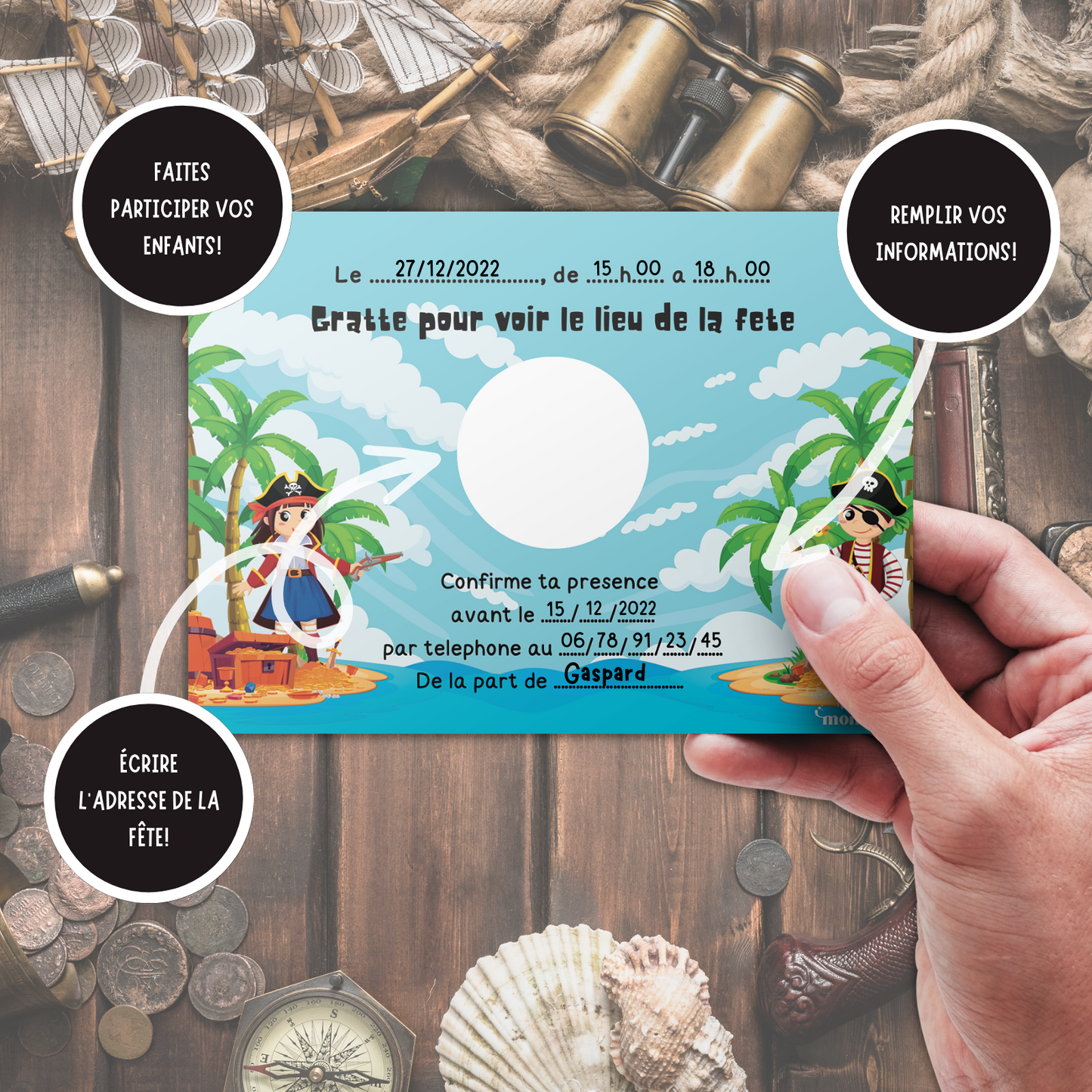 Kit Création 10 Cartes d'Invitation pour Anniversaire Pirates 🏴☠️