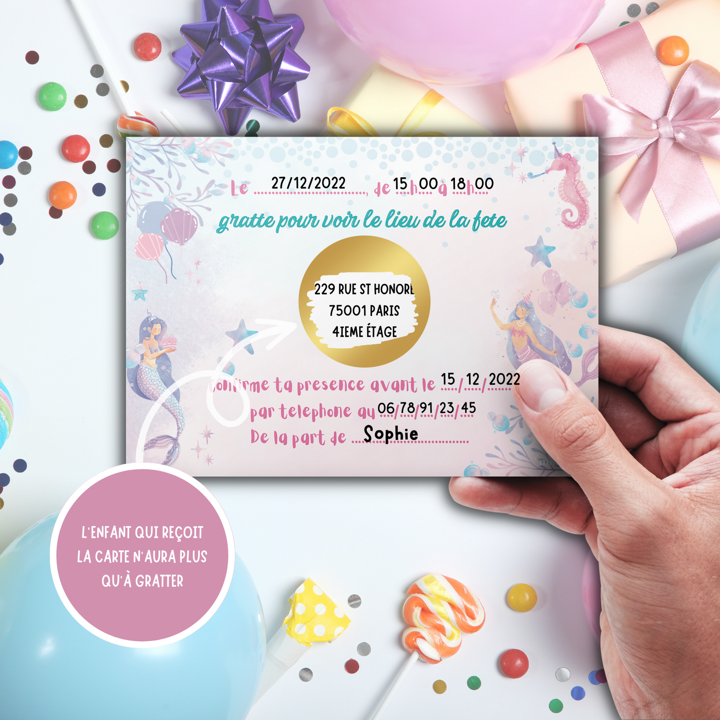 Kit Création 10 Cartes d'Invitation pour Anniversaire Sirène 🧜♀️