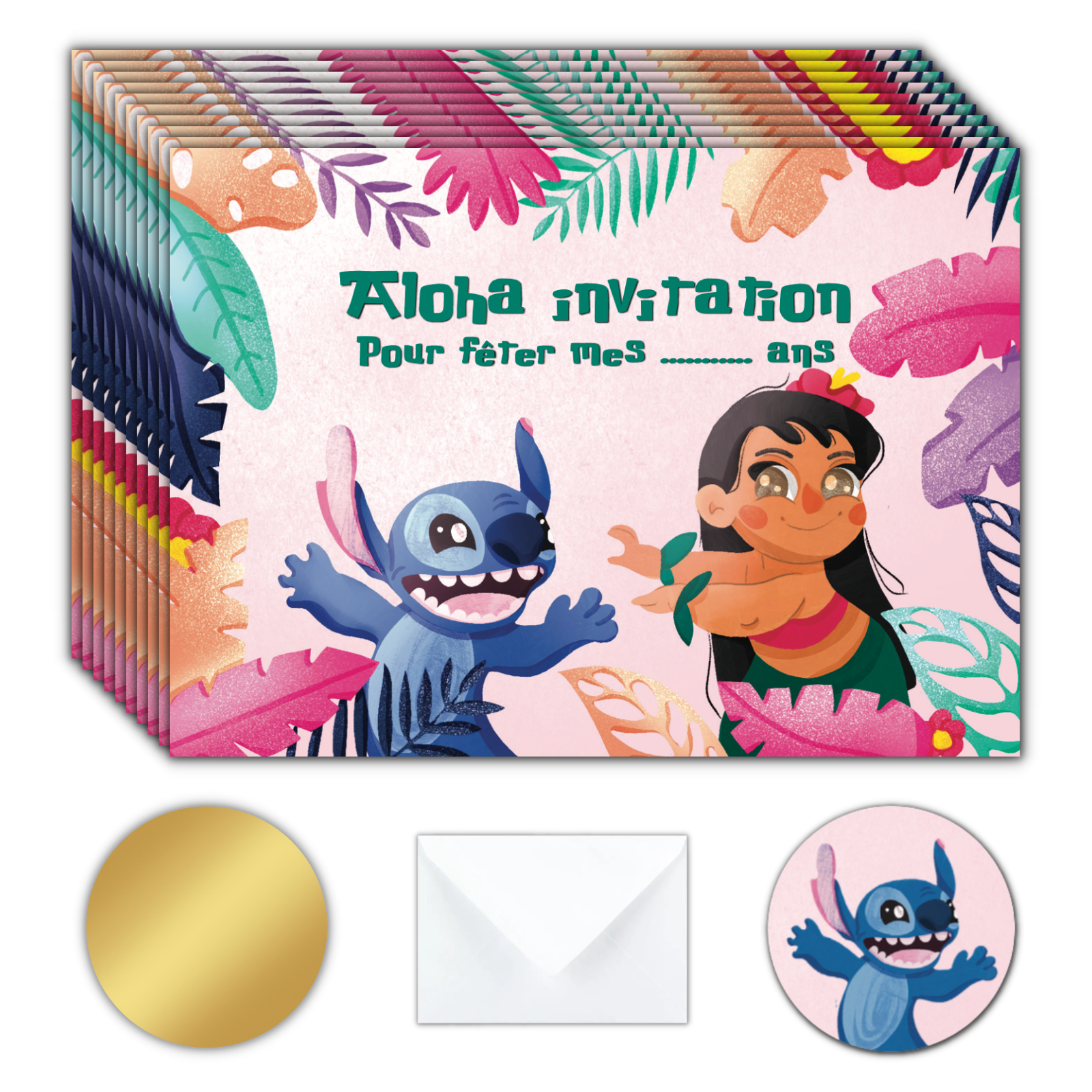 Cartes d'invitation Lilo & Stitch 10 pièces