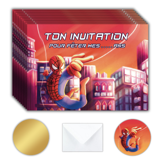 Kit Création 10 Cartes d'Invitation pour Anniversaire Spiderman 🕸️