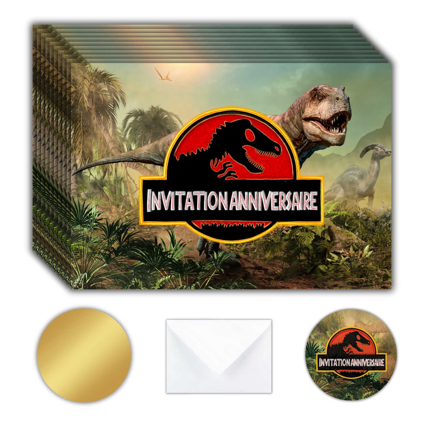 Kit Création 10 Cartes d'Invitation pour Anniversaire Jurassic 🦖