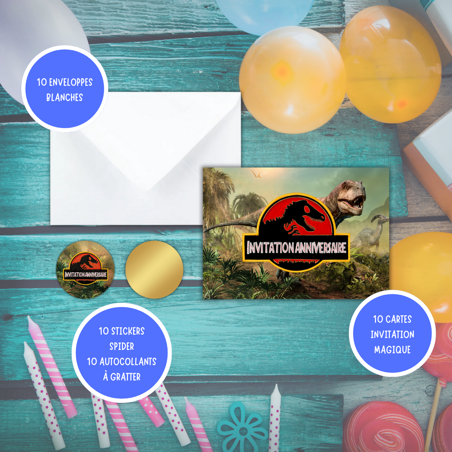 Kit Création 10 Cartes d'Invitation pour Anniversaire Jurassic 🦖