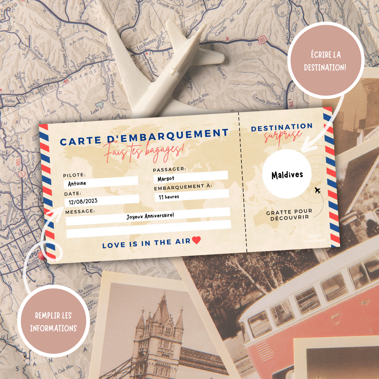 Carte d’Embarquement Voyage Surprise à Gratter ✈️