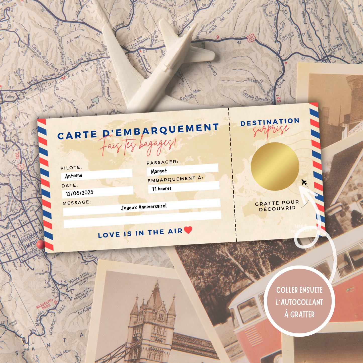 Carte d’Embarquement Voyage Surprise à Gratter ✈️