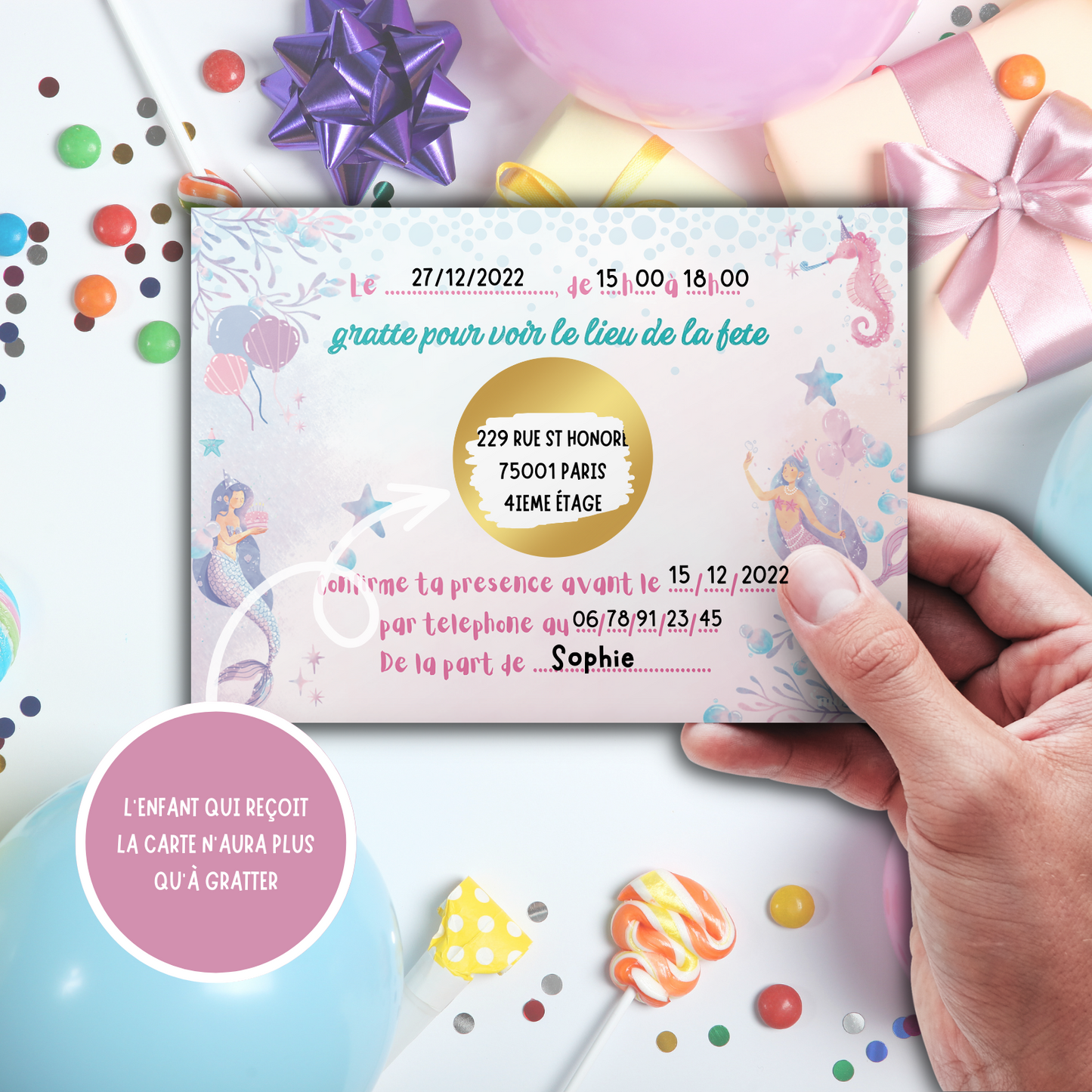 Kit Création 10 Cartes d'Invitation pour Anniversaire Sirène 🧜‍♀️