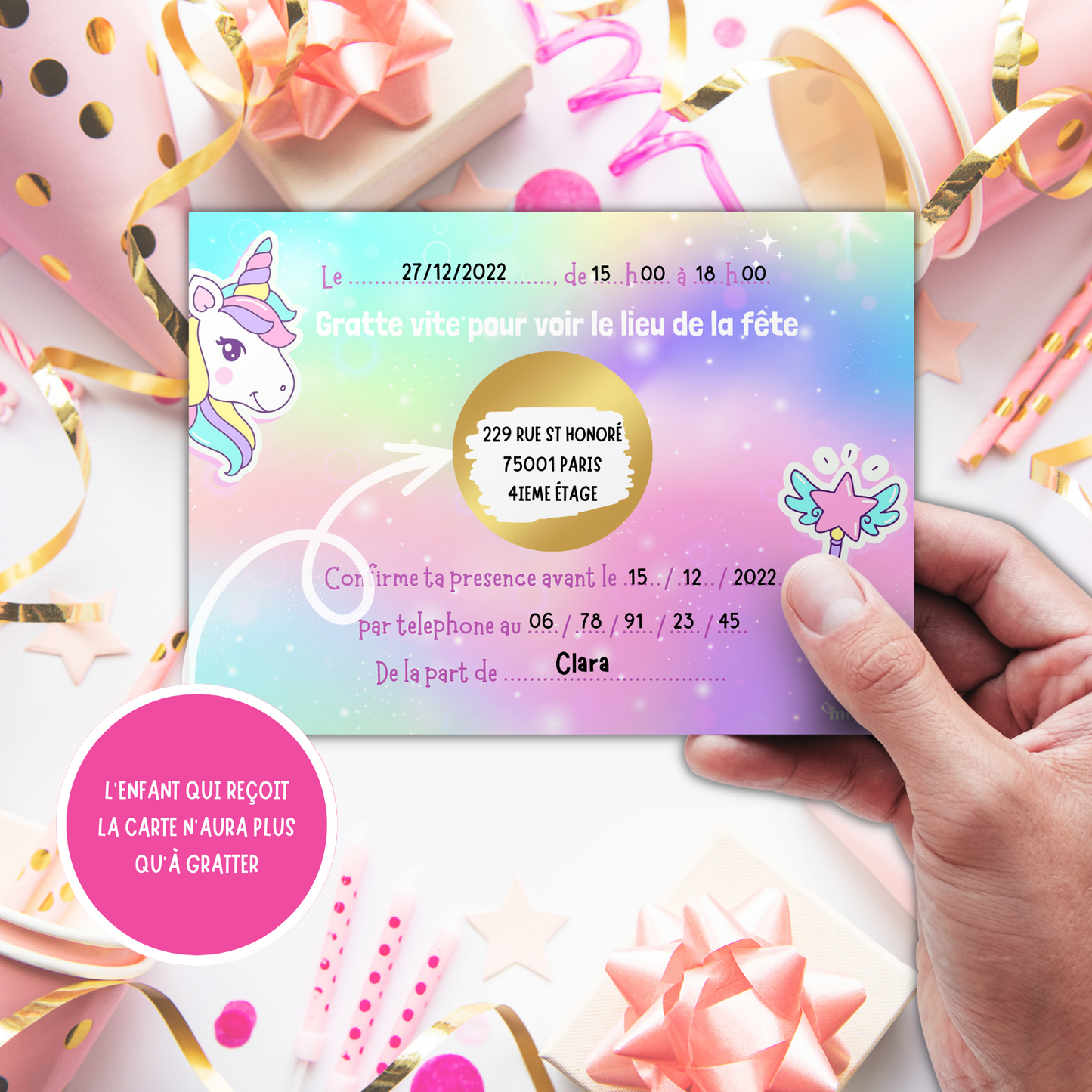 Kit Création 10 Cartes d'Invitation pour Anniversaire Licorne 🦄