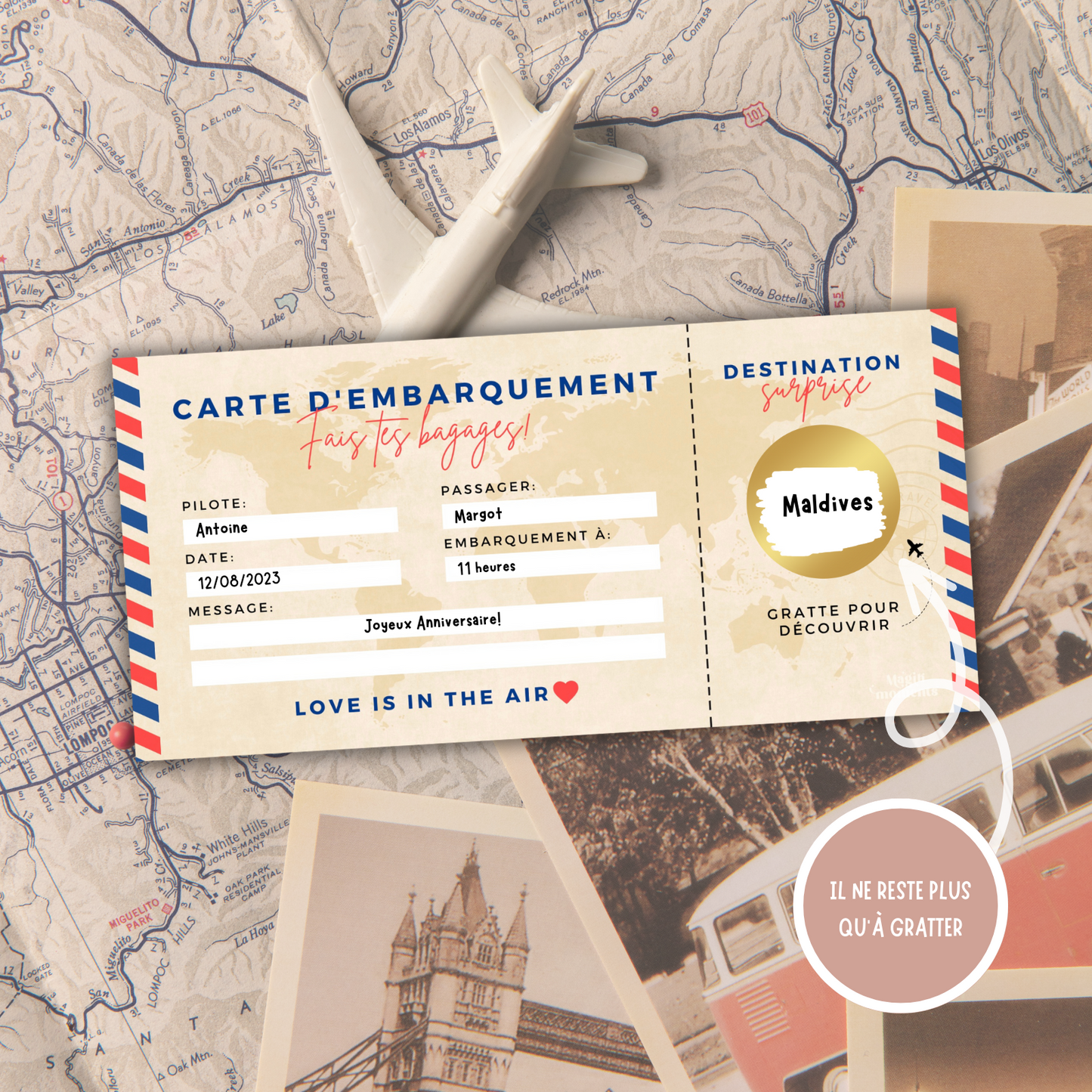 Carte d’Embarquement Voyage Surprise à Gratter ✈️