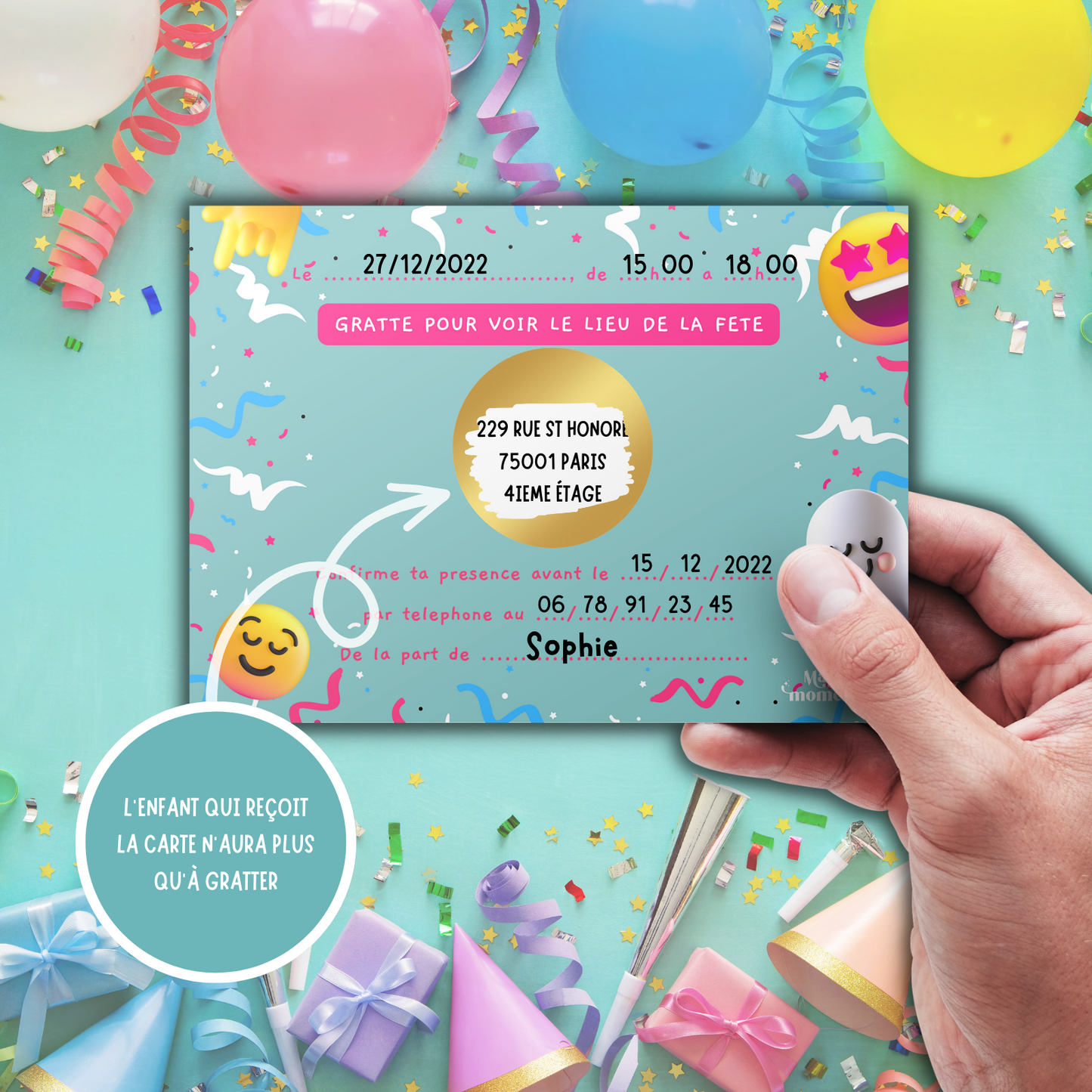 Kit Création 10 Cartes d'Invitation pour Anniversaire Emoji 😄