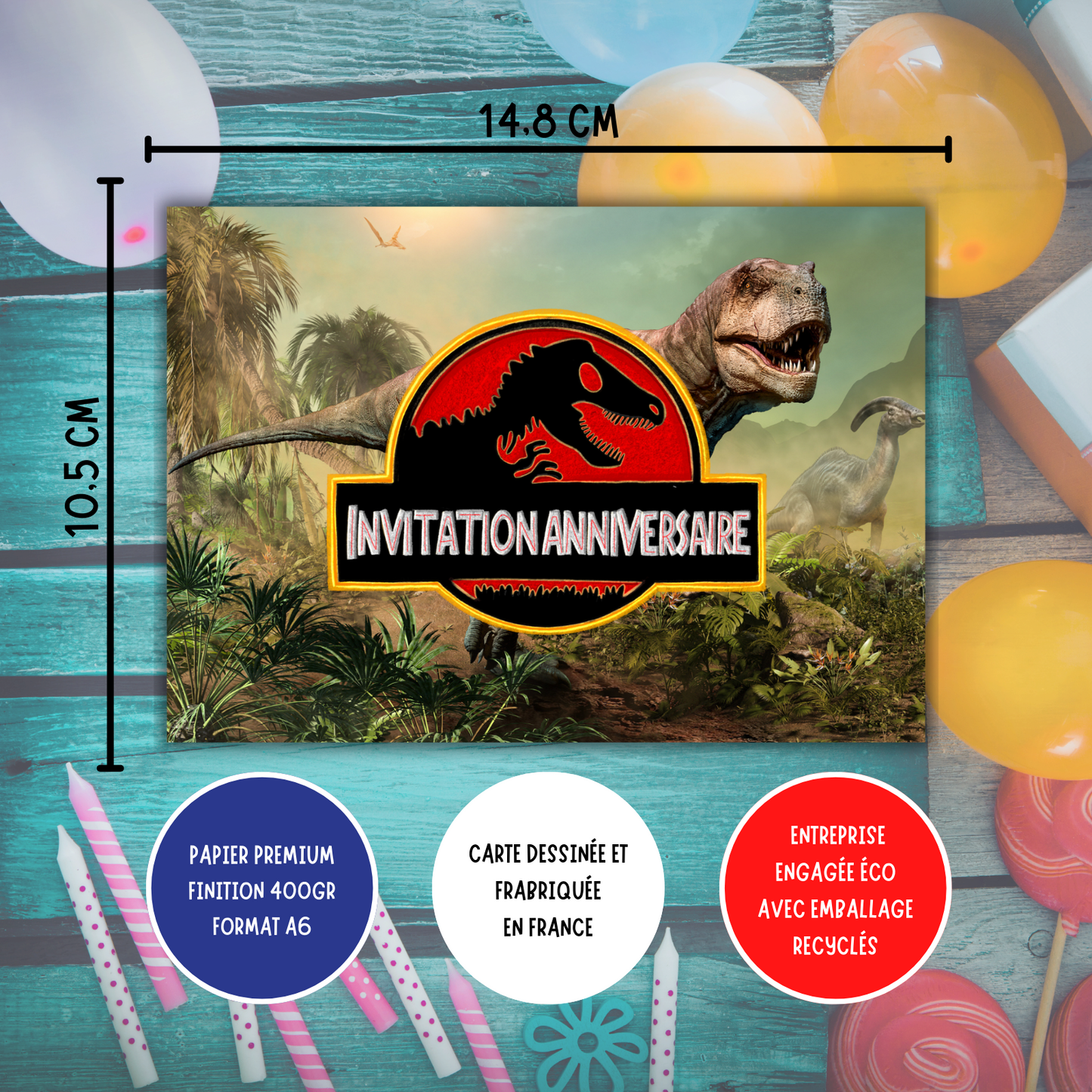 Kit Création 10 Cartes d'Invitation pour Anniversaire Jurassic 🦖