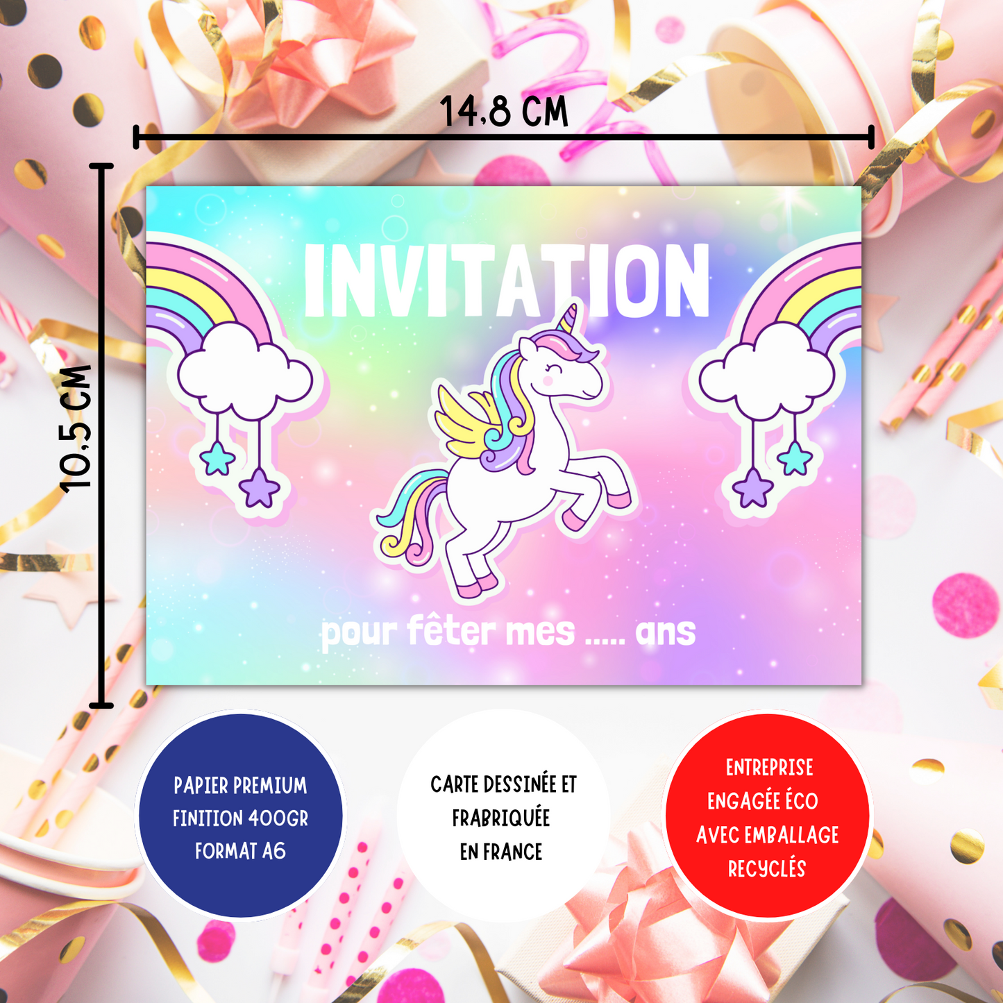 Kit Création 10 Cartes d'Invitation pour Anniversaire Licorne 🦄