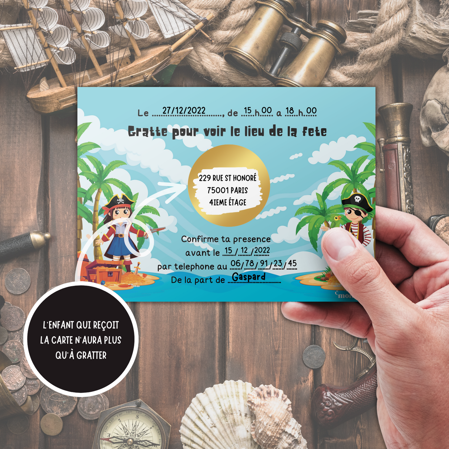 Kit Création 10 Cartes d'Invitation pour Anniversaire Pirates 🏴‍☠️