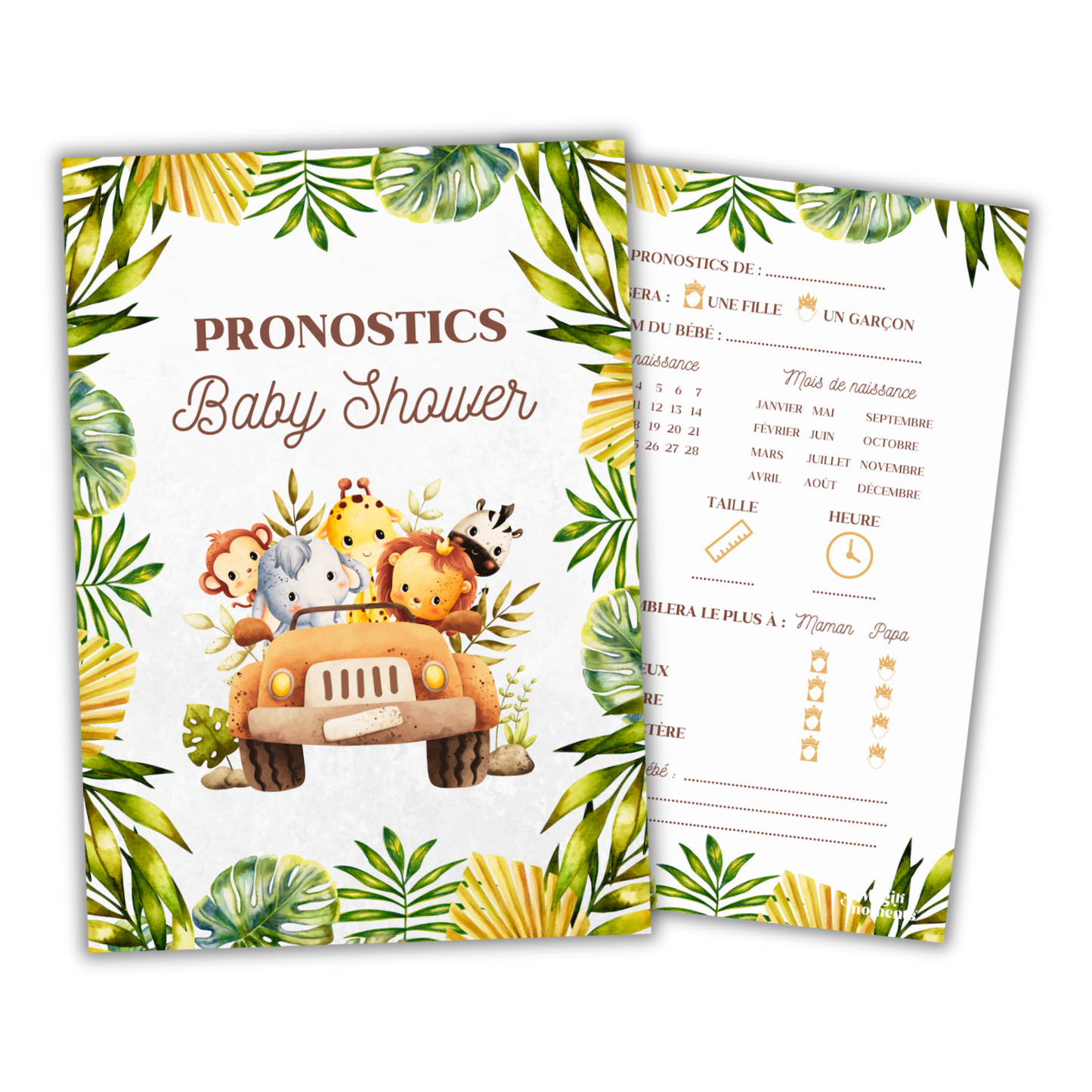 20 Cartes Pronostics Baby Shower Animaux 🦁