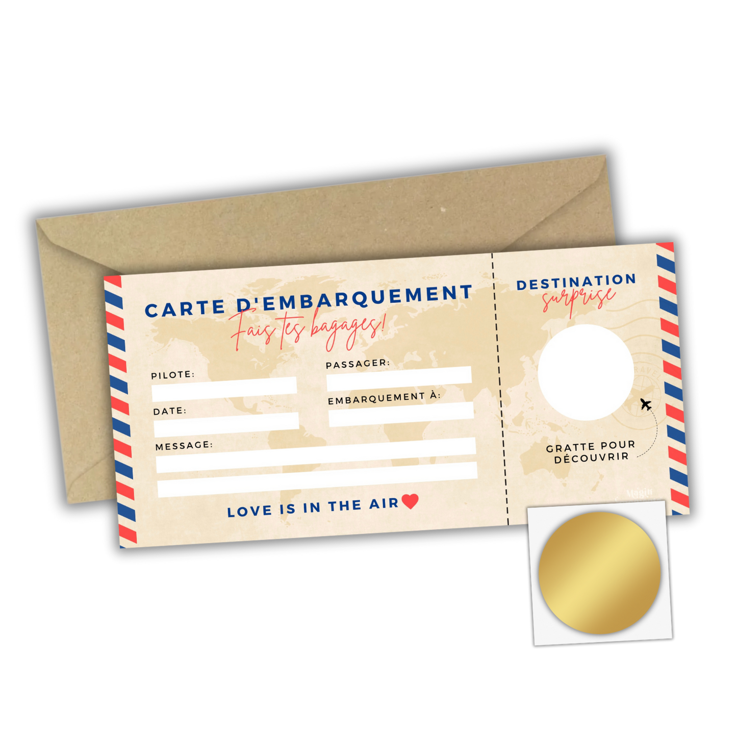 Carte d’Embarquement Voyage Surprise à Gratter ✈️