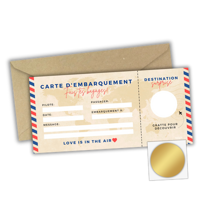 Carte d’Embarquement Voyage Surprise à Gratter ✈️