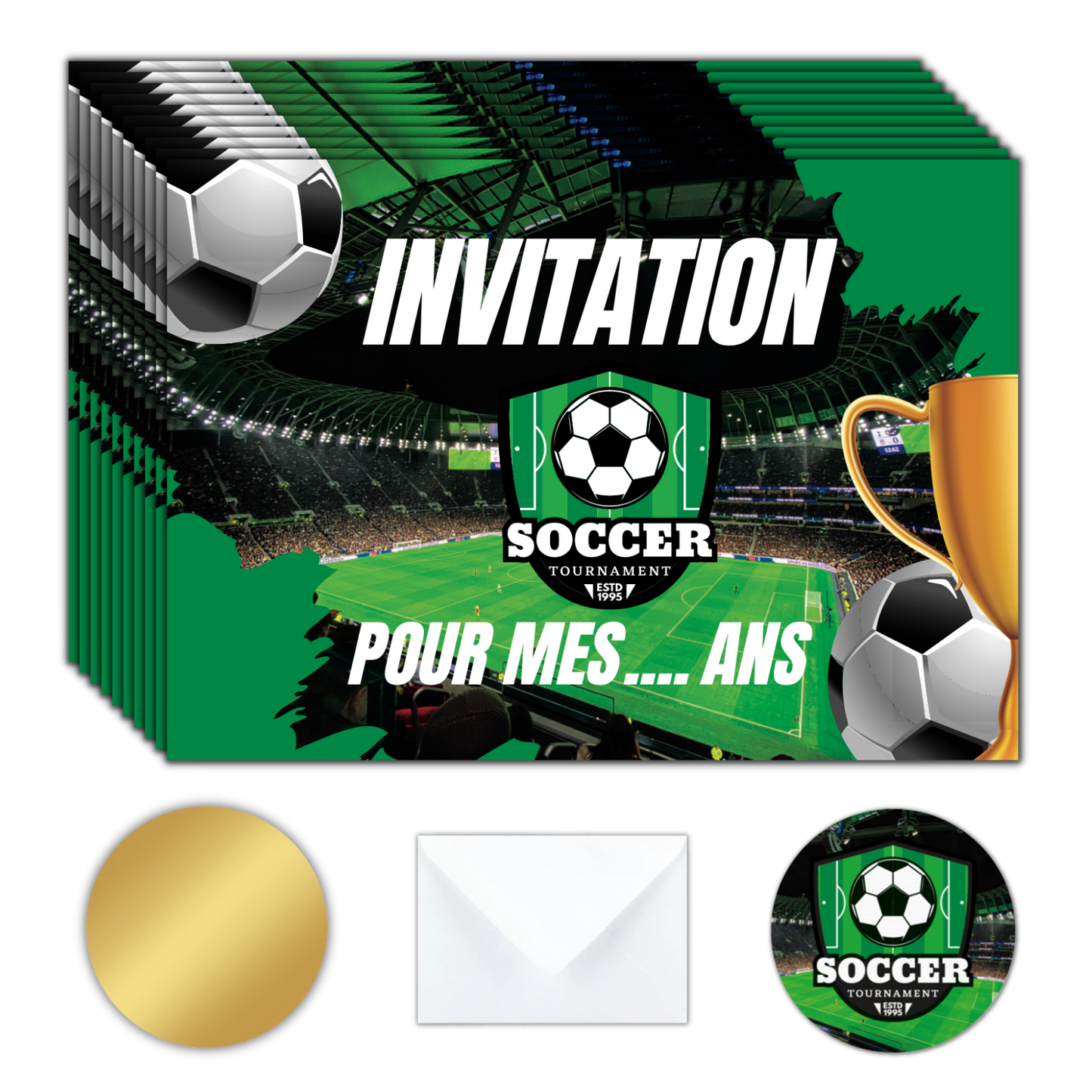 Kit Création 10 Cartes d'Invitation pour Anniversaire Football ⚽️