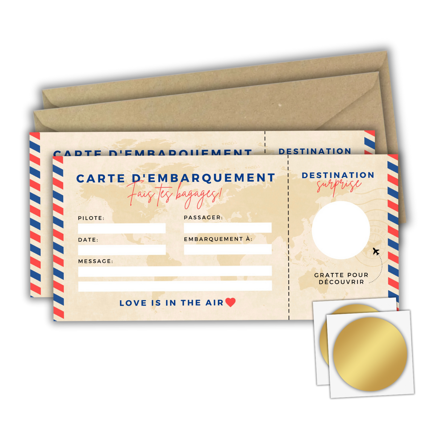 Carte d’Embarquement Voyage Surprise à Gratter ✈️